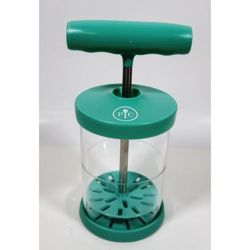 Pampered Chef Whipped Cream Maker Milk Frother Teal Green Manual Pump 2610